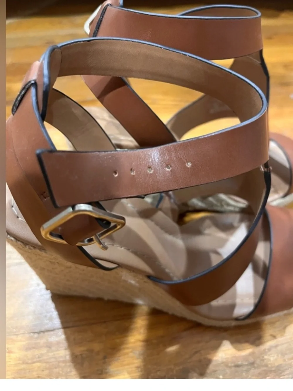 Zara Brown Wedge Espadrille Sandals